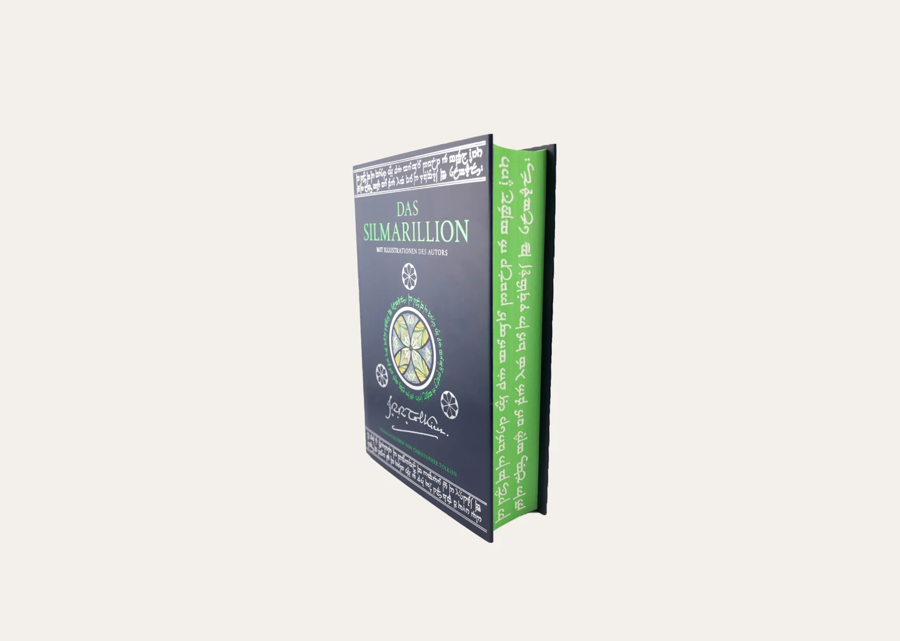 Ein luxuriöses Buch mit Runen an der Seite