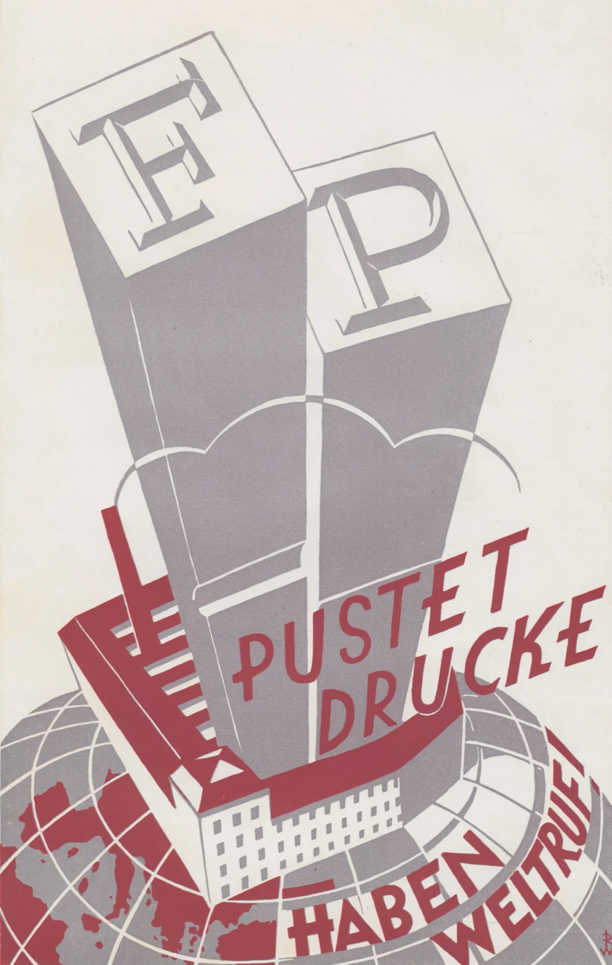 Stilisierte Illustration der Pustet Druckerei auf der Erdkugel