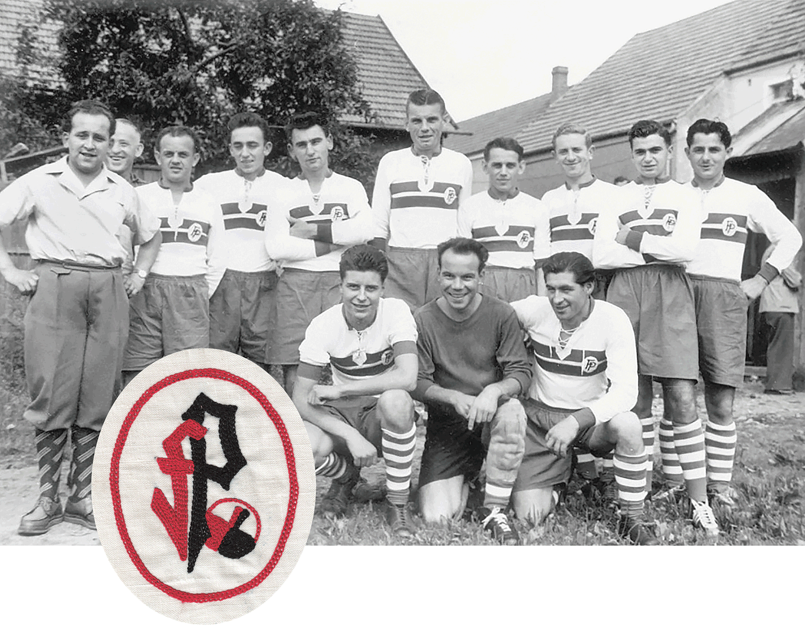 Schwarz-weiß Mannschafts Foto einer Fußballmannschaft
